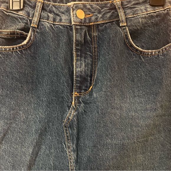 ZARA 70s Blue Cotton‎ Denim Jean Front Vent Midi Skirt Size Small - Picture 5 of 14